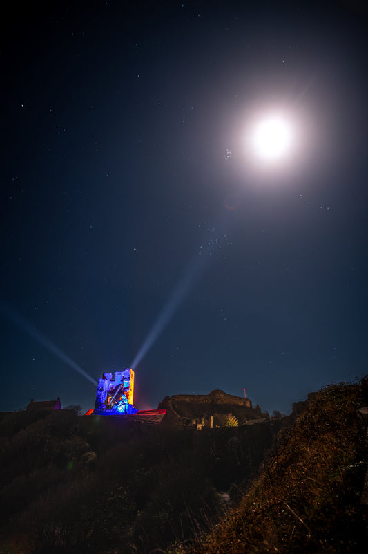 THE ILLUMINATED SCARBOROUGH CASTLE AND NOVEMBERS FULL SUPER BEAVER MOON!