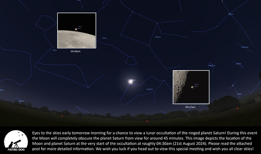 OCCULTATION OF SATURN TOMORROW MORNING 21ST OF AUGUST!