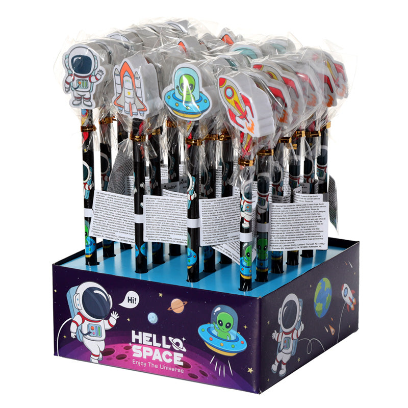 Hello Space pencil and eraser topper display box