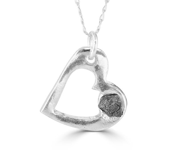 Campo Del Cielo Heart Necklace | 925 Sterling Silver | Genuine Iron Meteorite