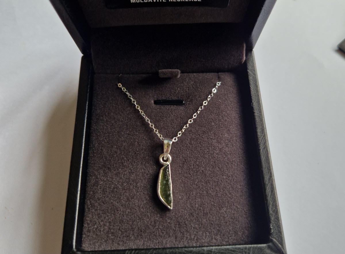 Moldavite Pendant Necklace | 925 Sterling Silver | Genuine Moldavite Tektite
