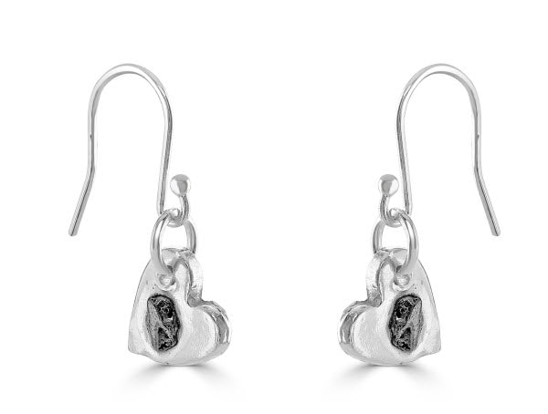 Campo Del Cielo Heart Earrings | 925 Sterling Silver | Genuine Iron Meteorite