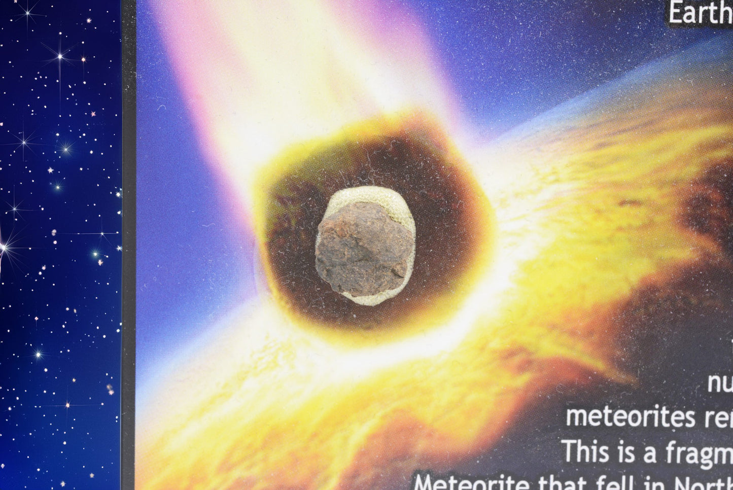 Stone Meteorite Display Card | NWA Chondrite Specimen | Genuine Space Rock