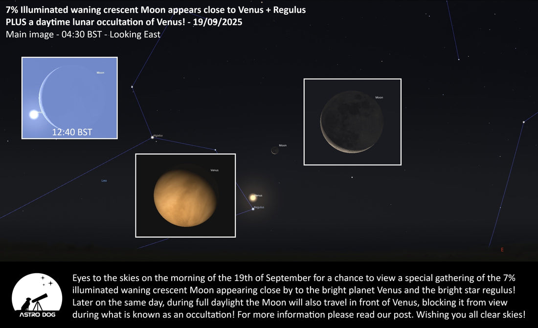 MOON VISITS VENUS AND REGULUS + LUNAR OCCULTATION OF VENUS! – 19/09/2025