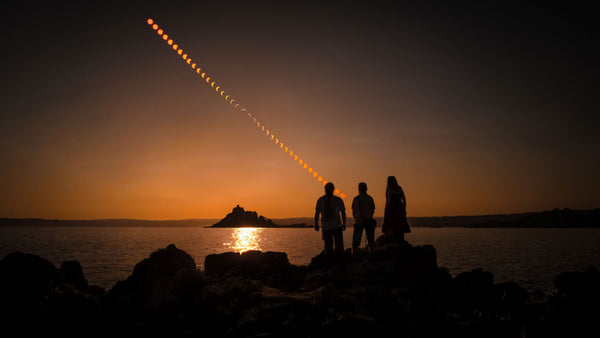 The 2026 Solar Eclipse Above St Michael's Mount | 24mm Composite | Our Celestial Adventure