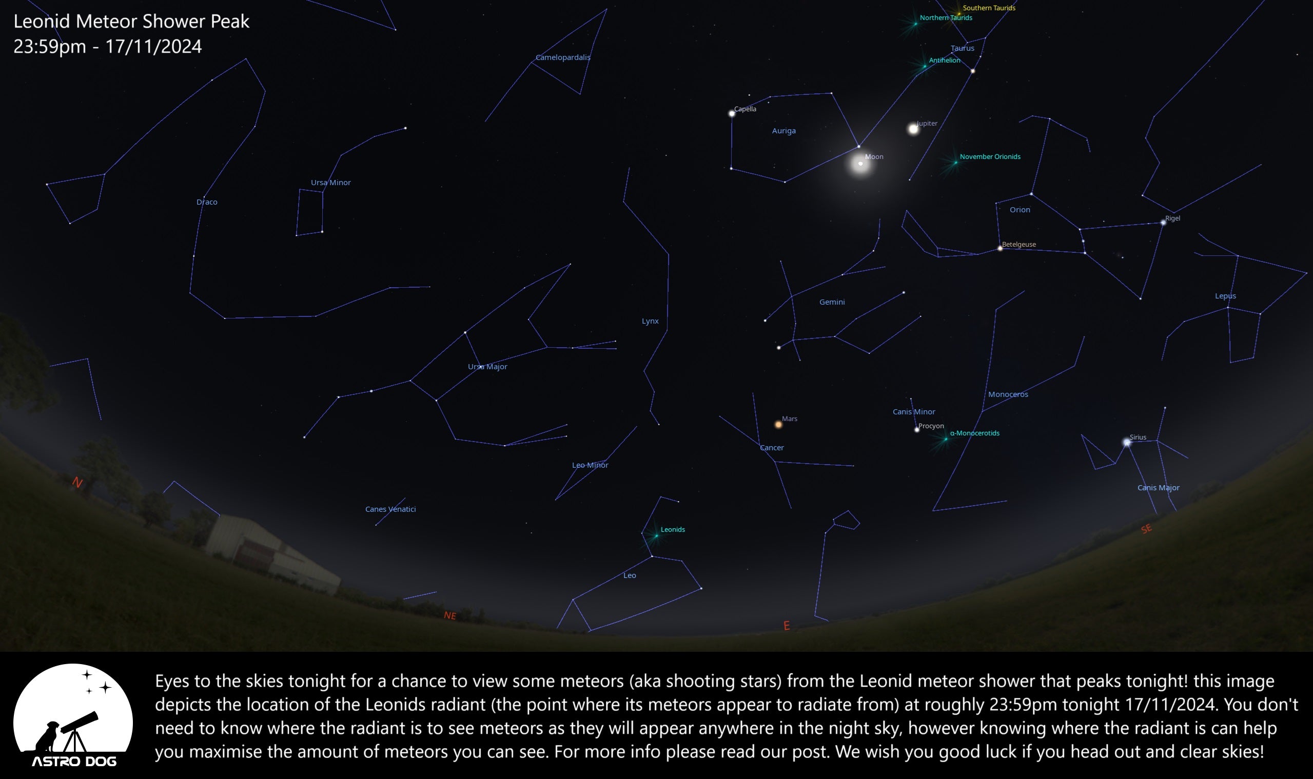 LEONID METEOR SHOWER PEAKS TONIGHT! 17/11/2024 Astro Dog