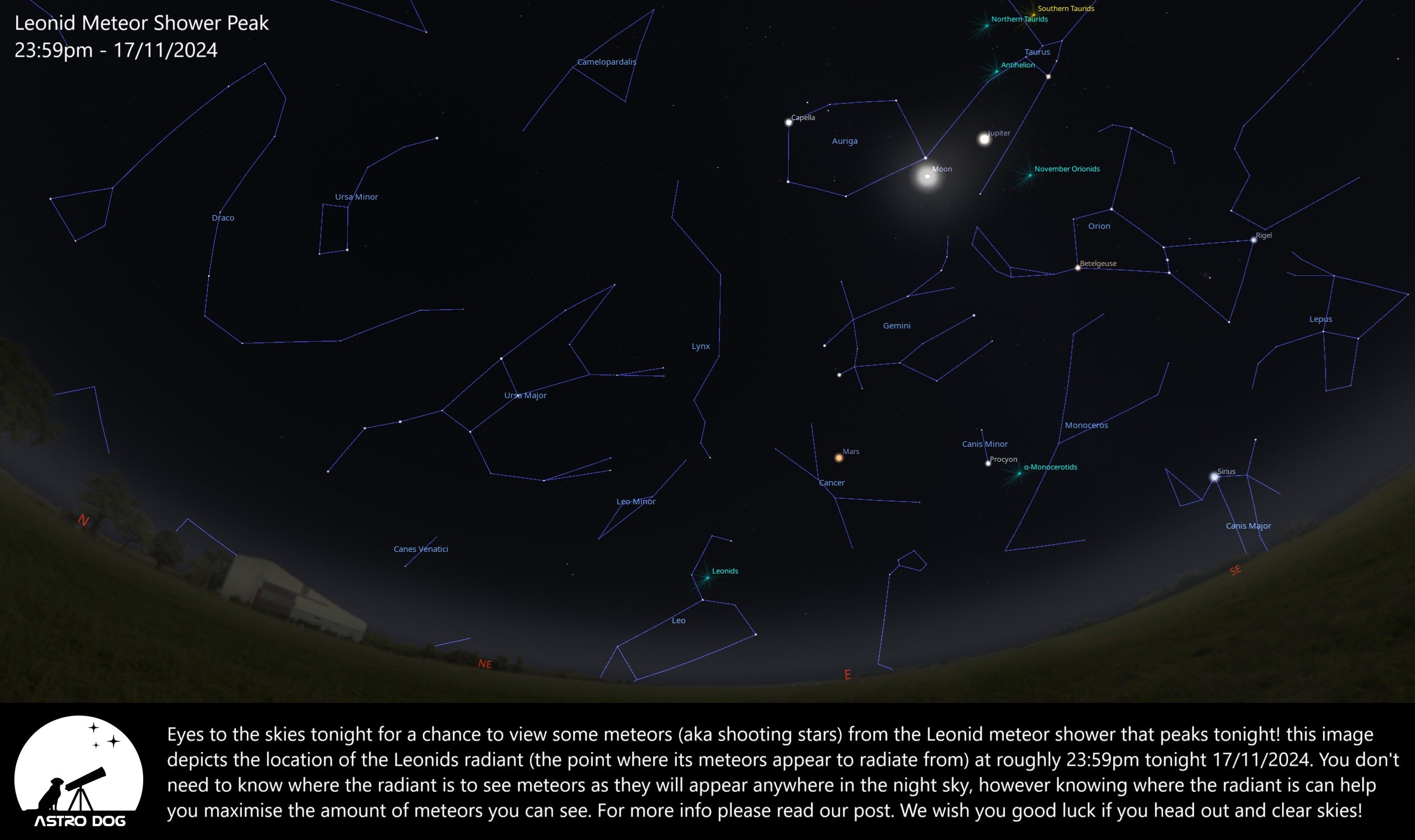 LEONID METEOR SHOWER PEAKS TONIGHT! 17/11/2024 – Astro Dog