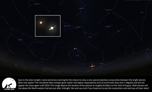 PLANETARY CONJUNCTION BETWEEN MARS AND JUPITER TOMORROW MORNING 15TH AUGUST!