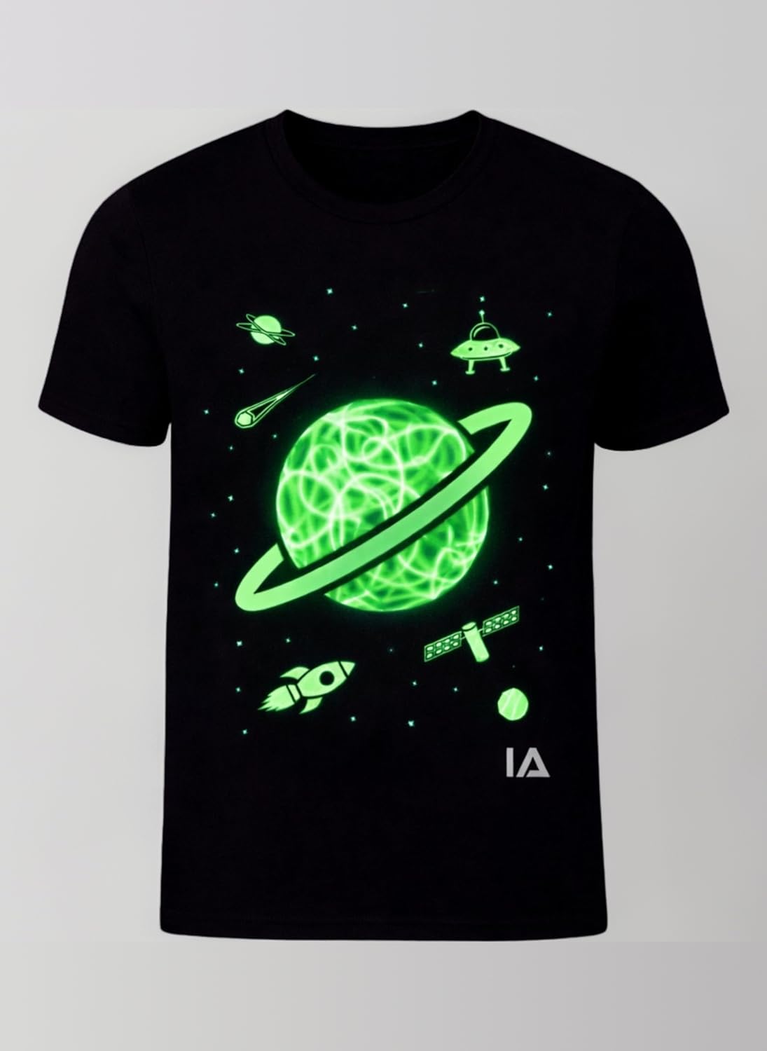 Glow in the Dark Interactive T-Shirt | Saturn Design | 3–14 Years