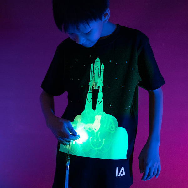 Glow in the Dark Interactive T-Shirt | Rocket Design | 3–14 Years