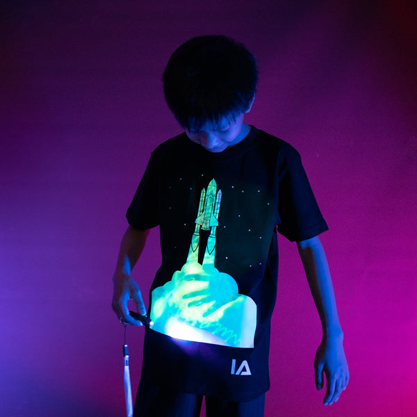 Glow in the Dark Interactive T-Shirt | Rocket Design | 3–14 Years