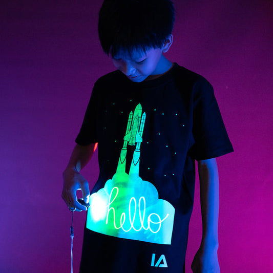 Glow in the Dark Interactive T-Shirt | Rocket Design | 3–14 Years