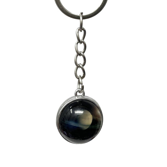 Saturn Glass Planet Keyring