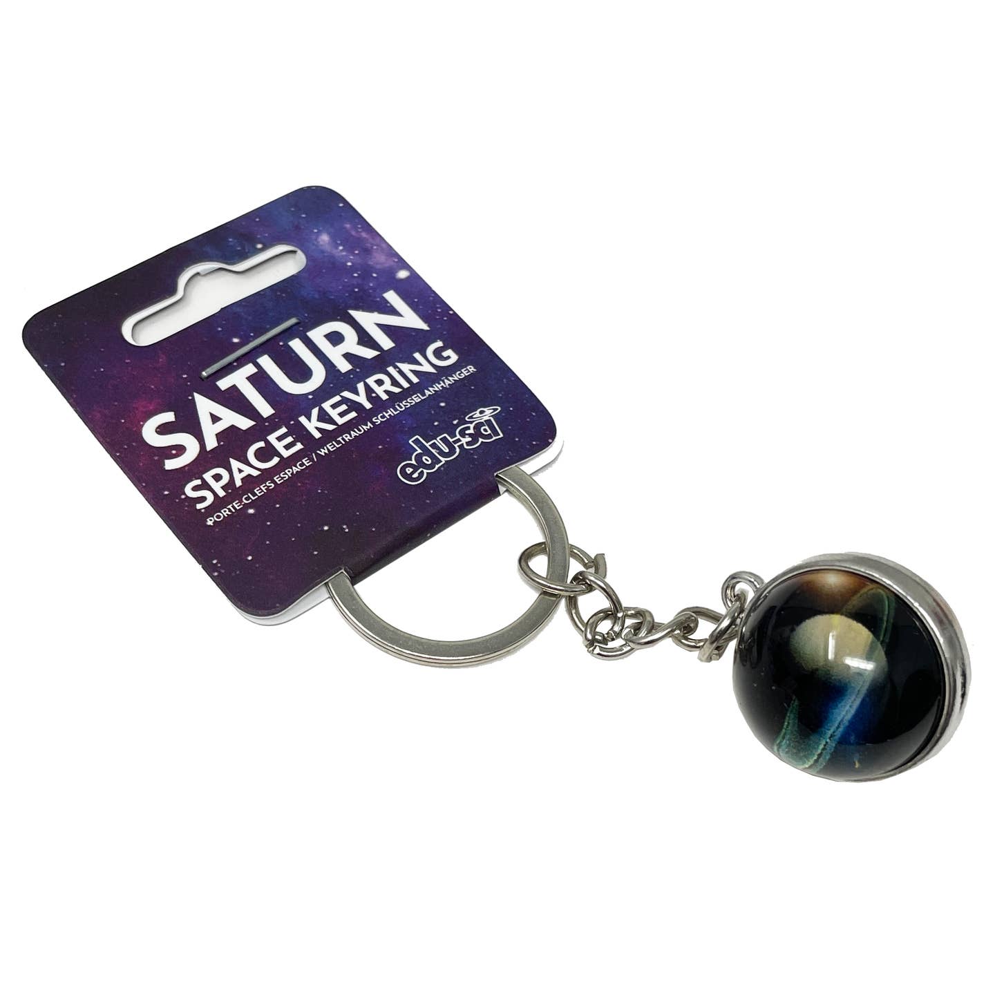 Saturn Glass Planet Keyring