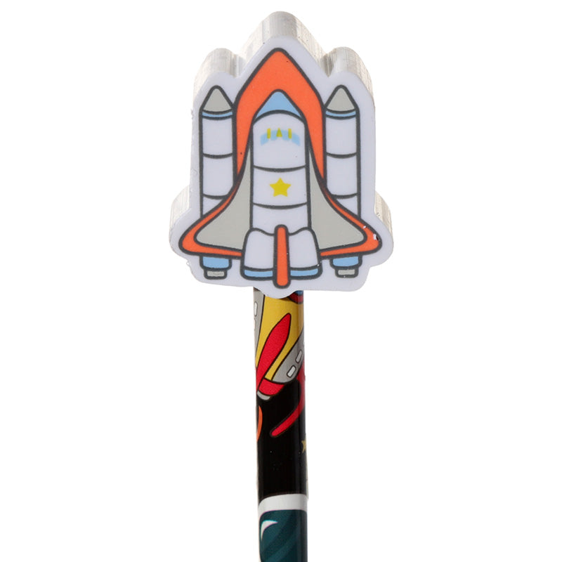 Space pencil with rocket eraser topper