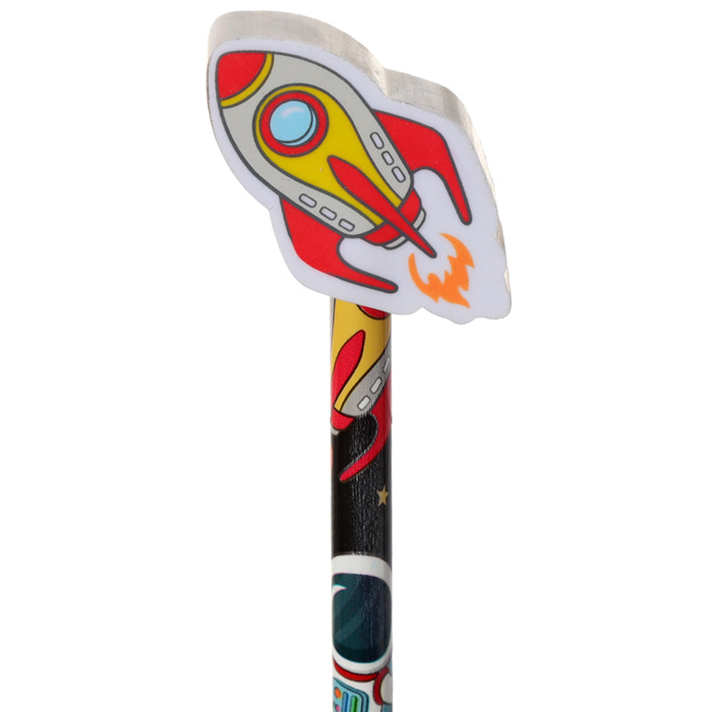 Space pencil with alien UFO eraser topper