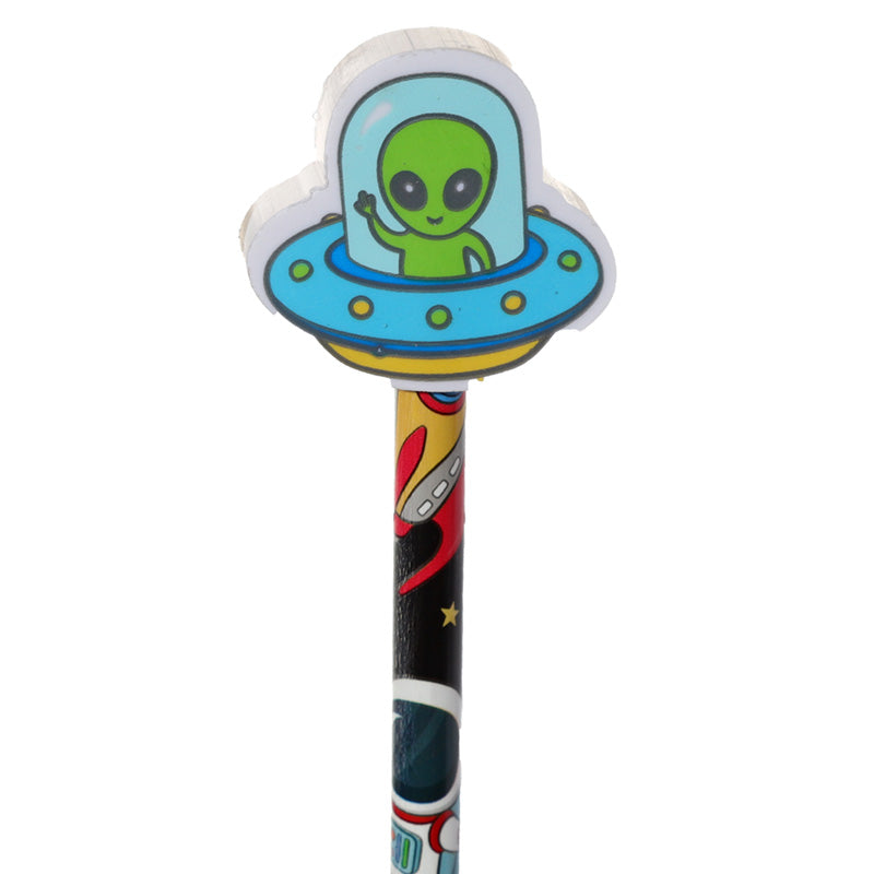 Space pencil barrel detail - colourful space design