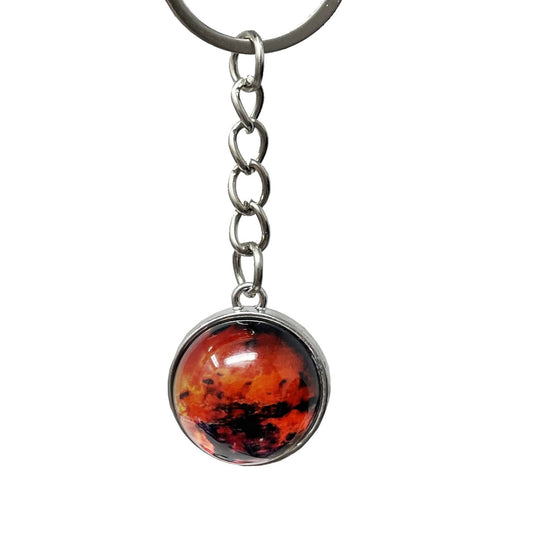 Mars Glass Planet Keyring
