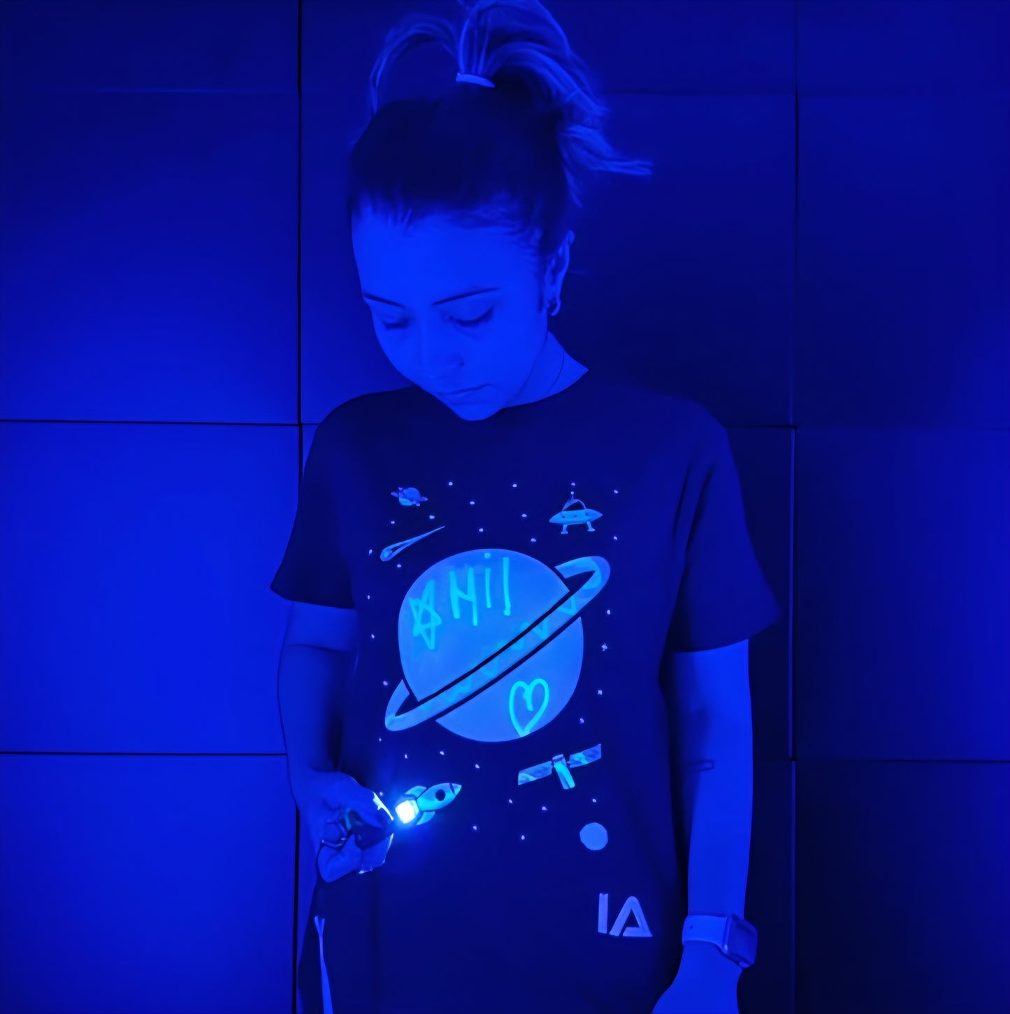 Glow in the Dark Interactive T-Shirt | Saturn Design | 3–14 Years