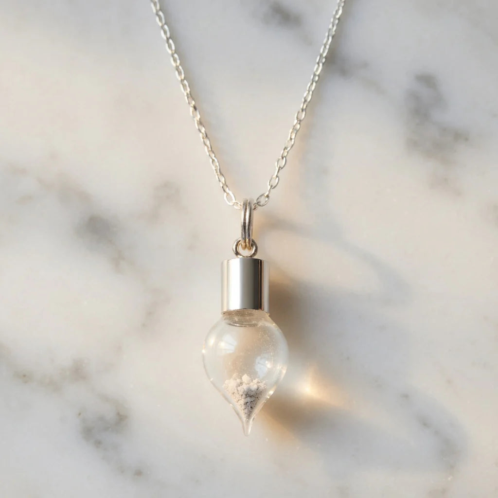 Teardrop Moon Dust Necklace | 925 Sterling Silver | Genuine Lunar Meteorite