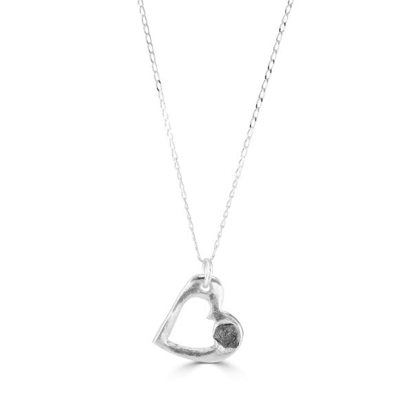 Campo Del Cielo Heart Necklace | 925 Sterling Silver | Genuine Iron Meteorite