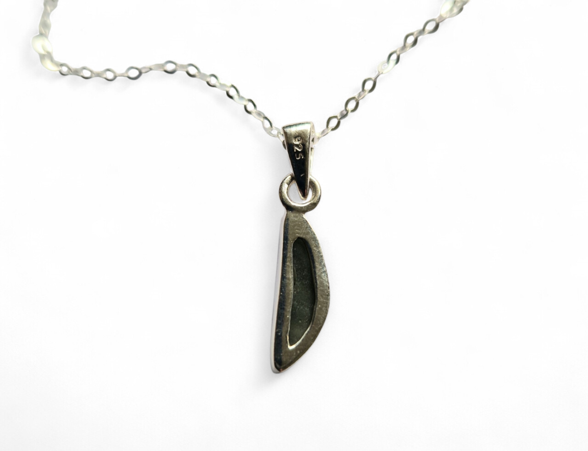Moldavite Pendant Necklace | 925 Sterling Silver | Genuine Moldavite Tektite