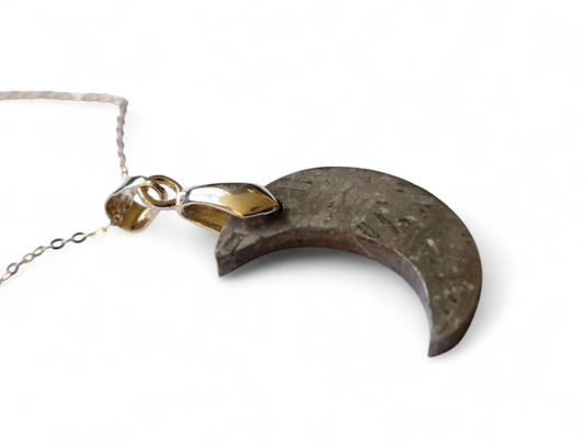 Aletai Crescent Moon Meteorite Necklace | 925 Sterling Silver | Genuine Iron Meteorite