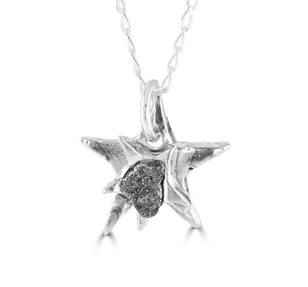 Campo Del Cielo Star Necklace | 925 Sterling Silver | Genuine Iron Meteorite