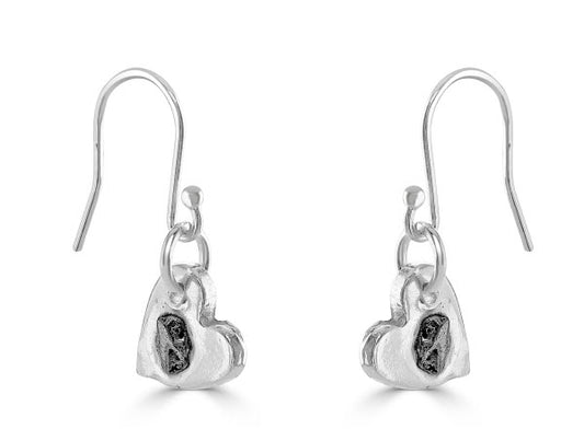 Campo Del Cielo Heart Earrings | 925 Sterling Silver | Genuine Iron Meteorite