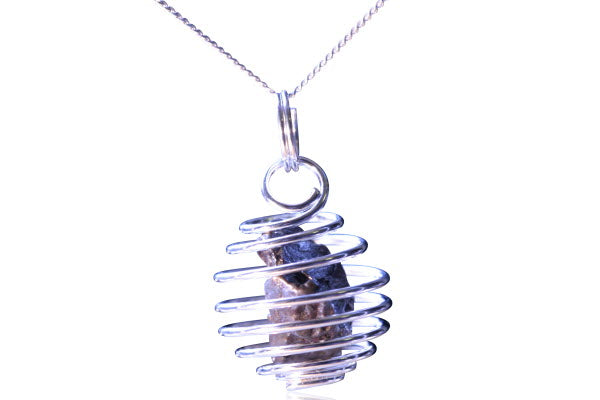 Wire Wrapped Stone Meteorite Necklace | 925 Sterling Silver | Genuine Stone Meteorite