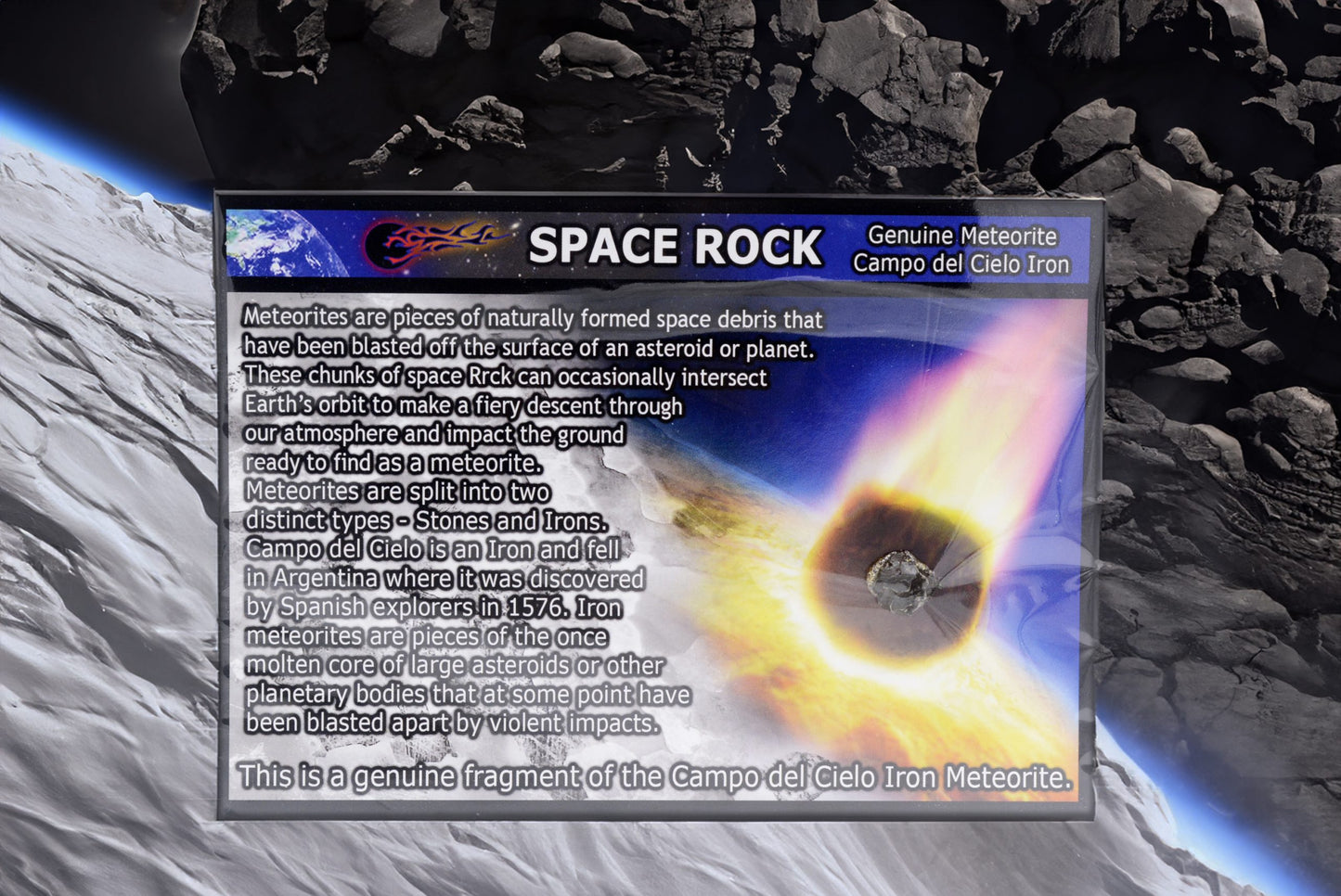 Campo Del Cielo Display Card | Iron Meteorite Specimen | Genuine Space Rock