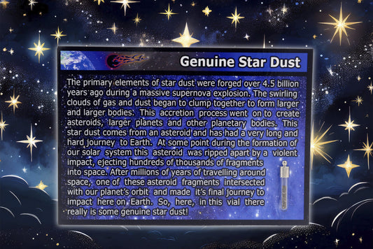 Stardust Display Card | Iron & Stone Meteorite Dust