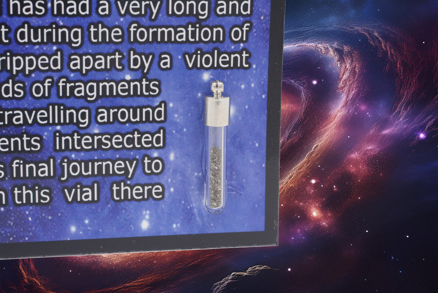 Stardust Display Card | Iron & Stone Meteorite Dust